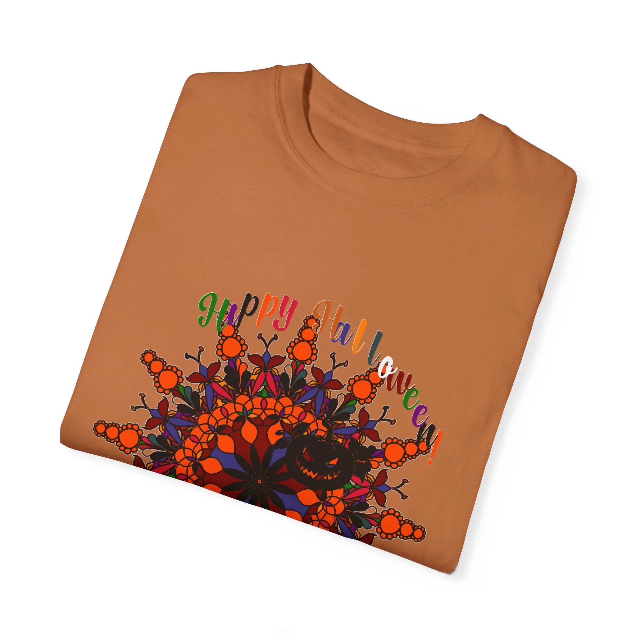 Handmade Pumpkin Mandala Tee - Unisex Mandala Design