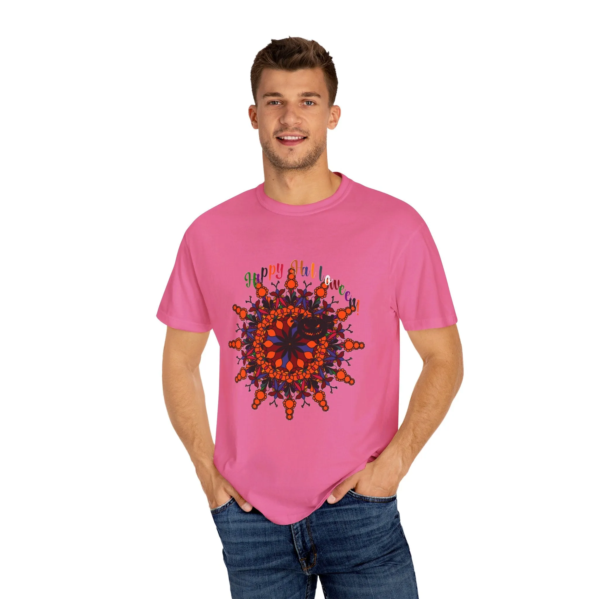 Handmade Pumpkin Mandala Tee - Unisex Mandala Design