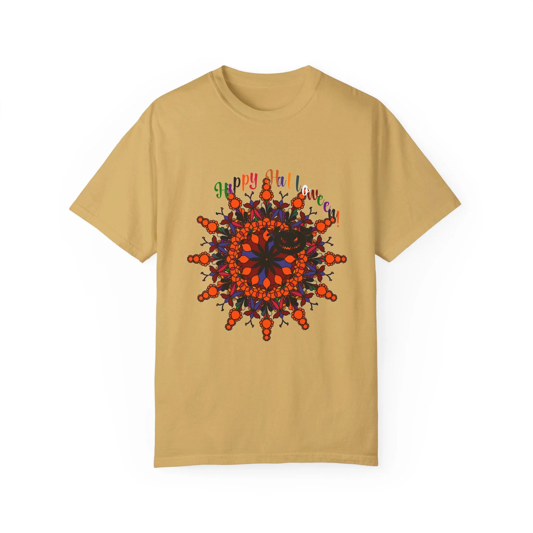 Handmade Pumpkin Mandala Tee - Unisex Mandala Design