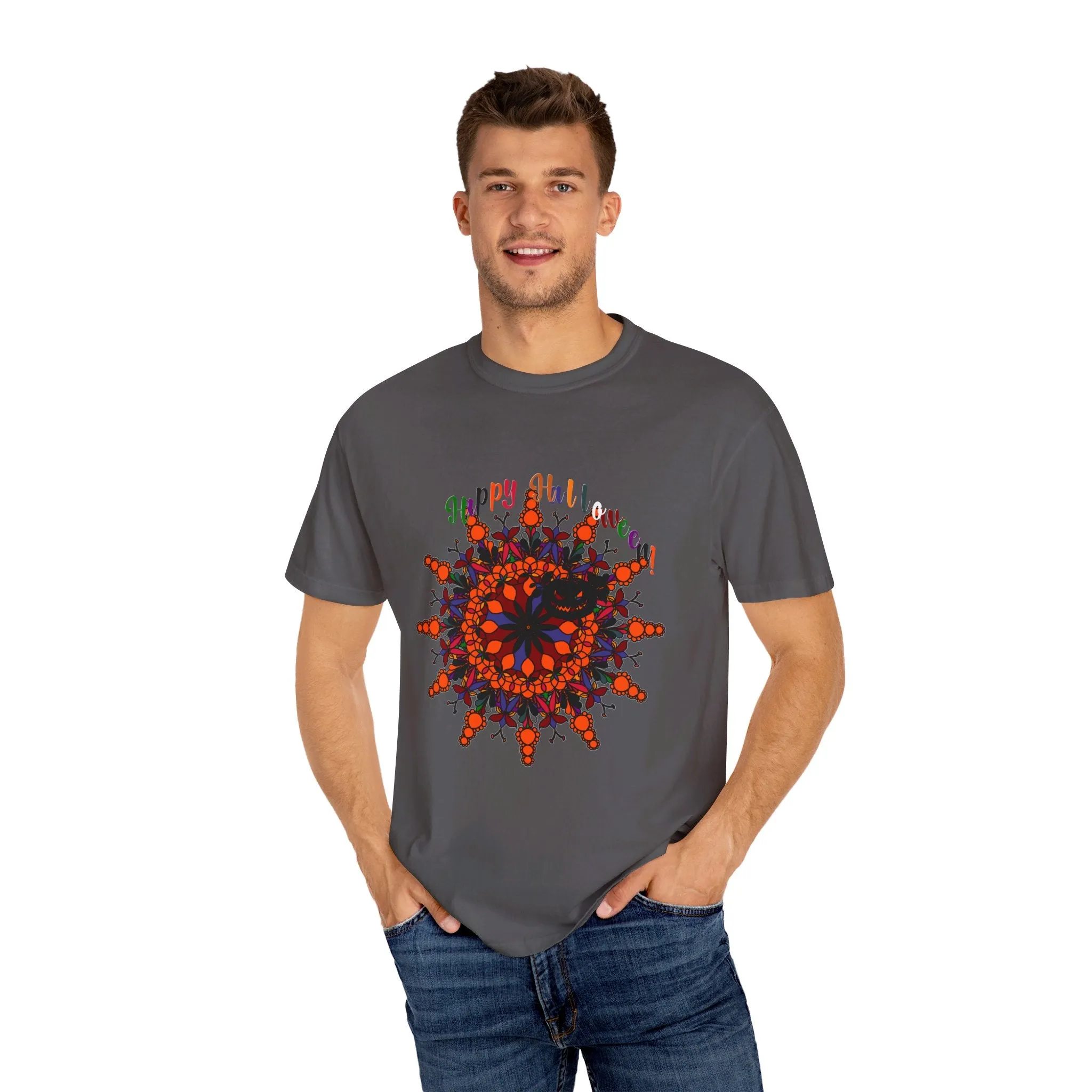 Handmade Pumpkin Mandala Tee - Unisex Mandala Design