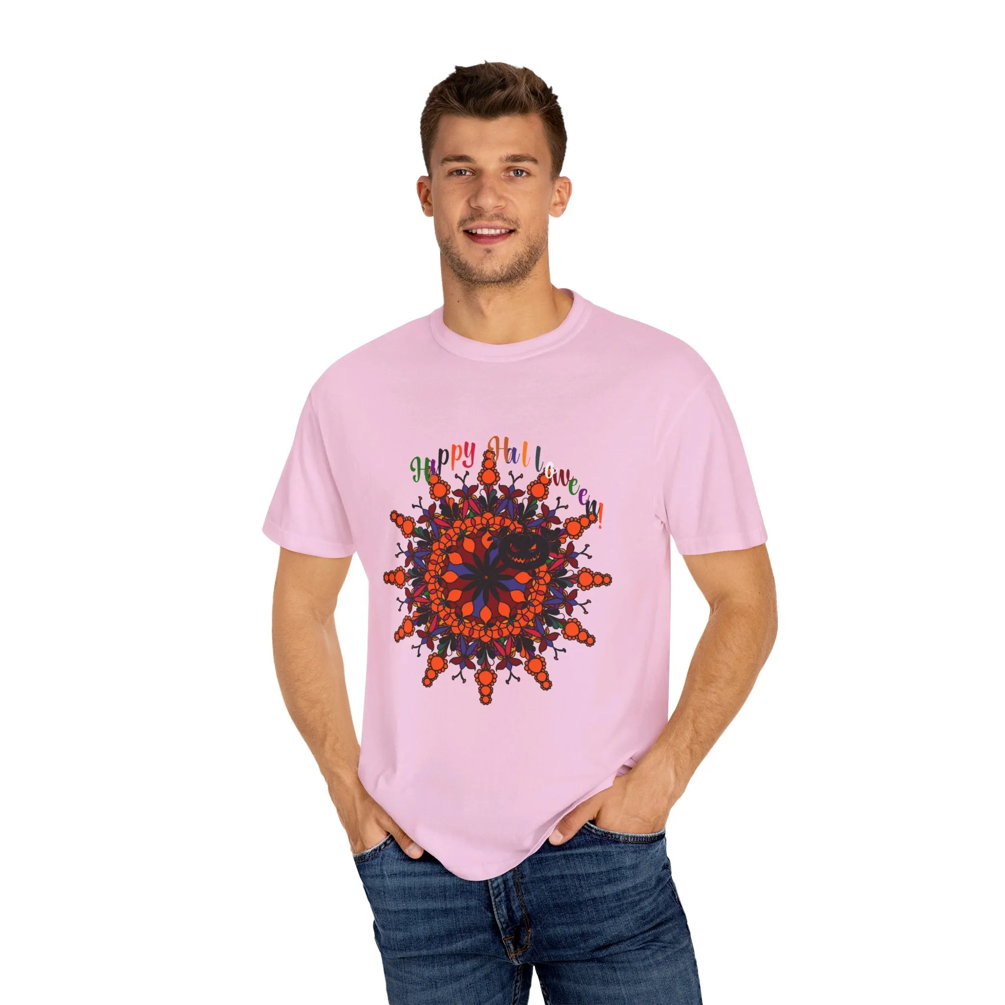 Handmade Pumpkin Mandala Tee - Unisex Mandala Design