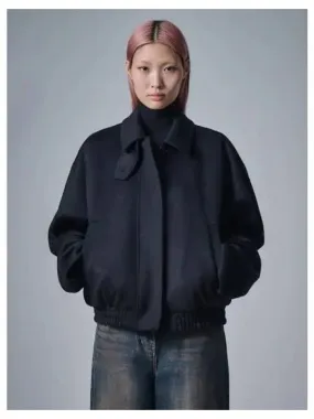 Handmade wool blouson black domestic product