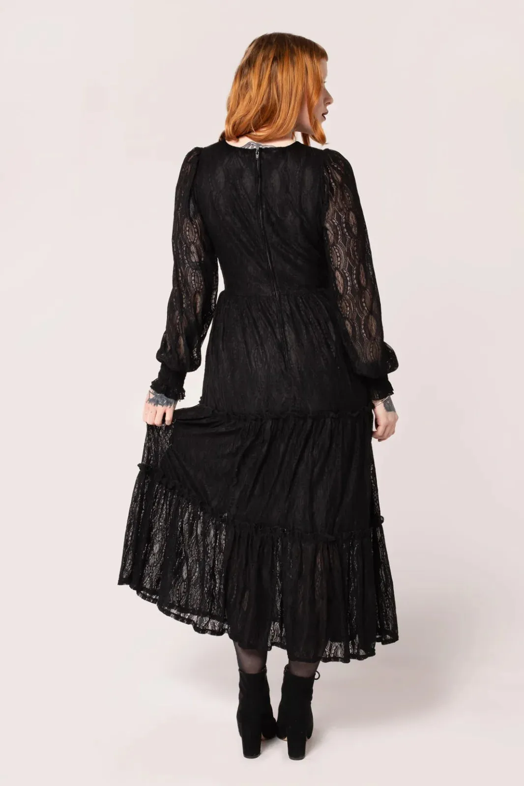 Hell Bunny Rhea Maxi Dress Floaty Black Lace