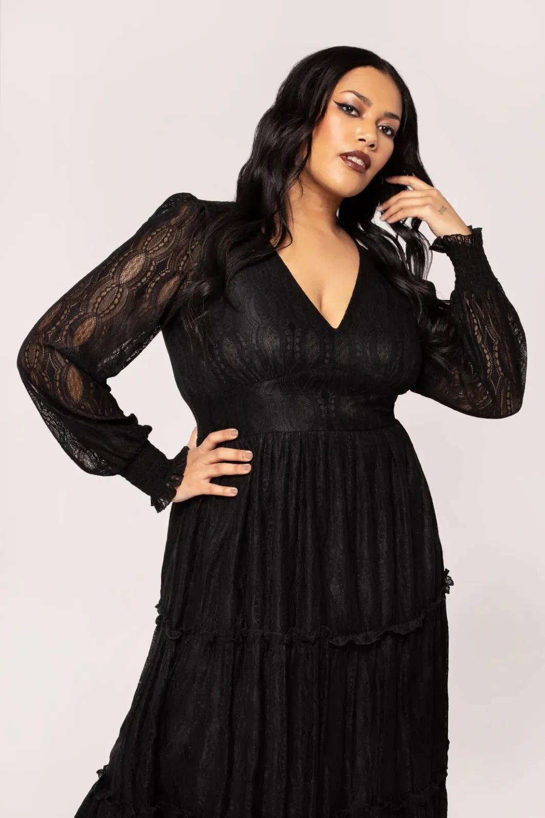 Hell Bunny Rhea Maxi Dress Floaty Black Lace