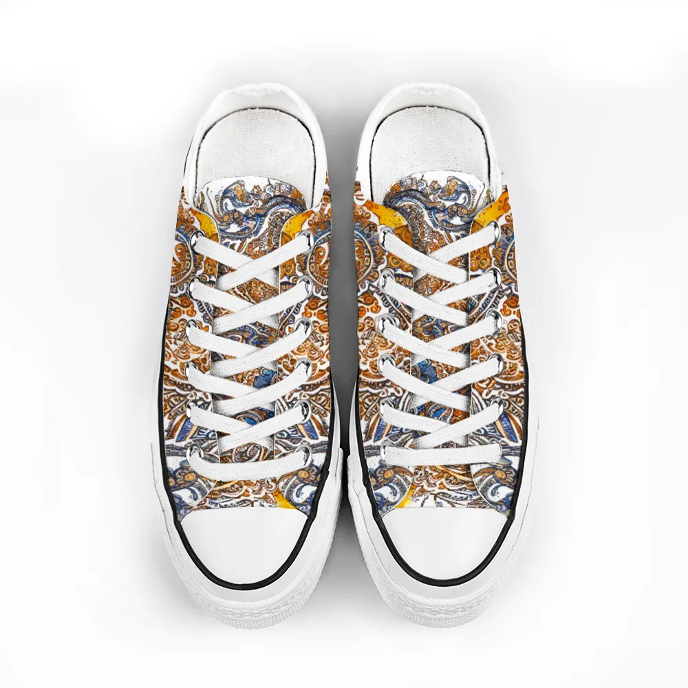 Henna Tattoo Pattern Collection - Unisex Low Top Canvas Shoes