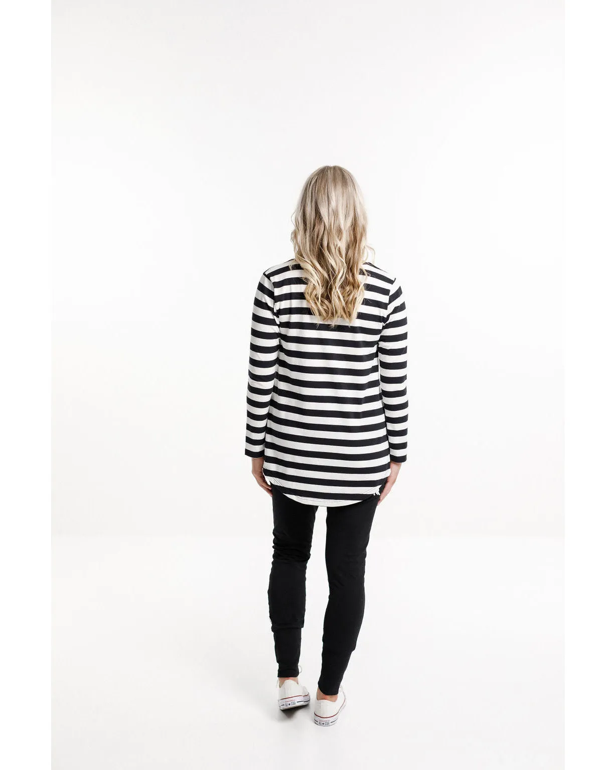 Home Lee Long Sleeve Tee - Black & White Stripe