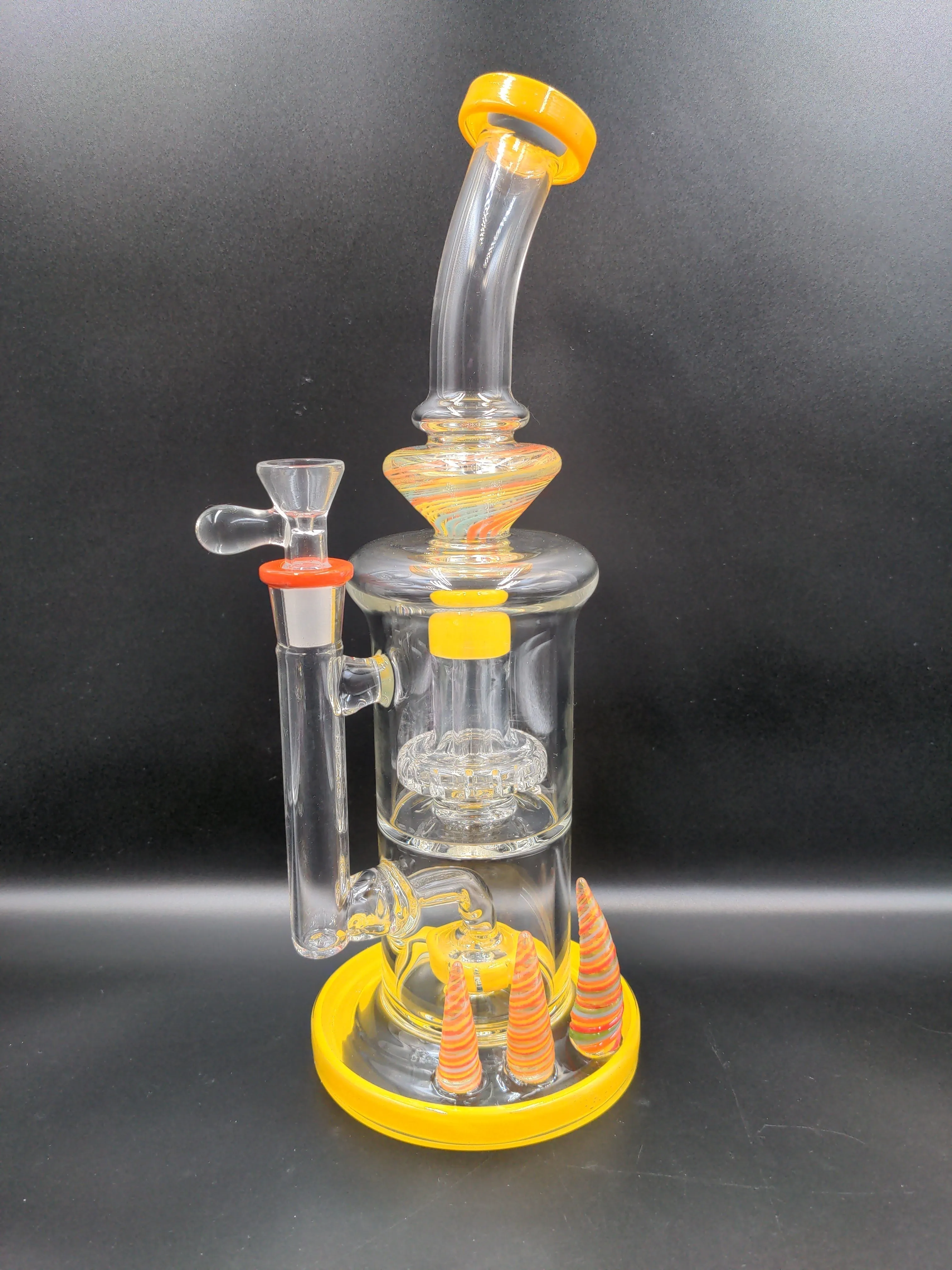 Horned Double Chamber Water Pipe | 12.5 | 14mm F | Colors Vary