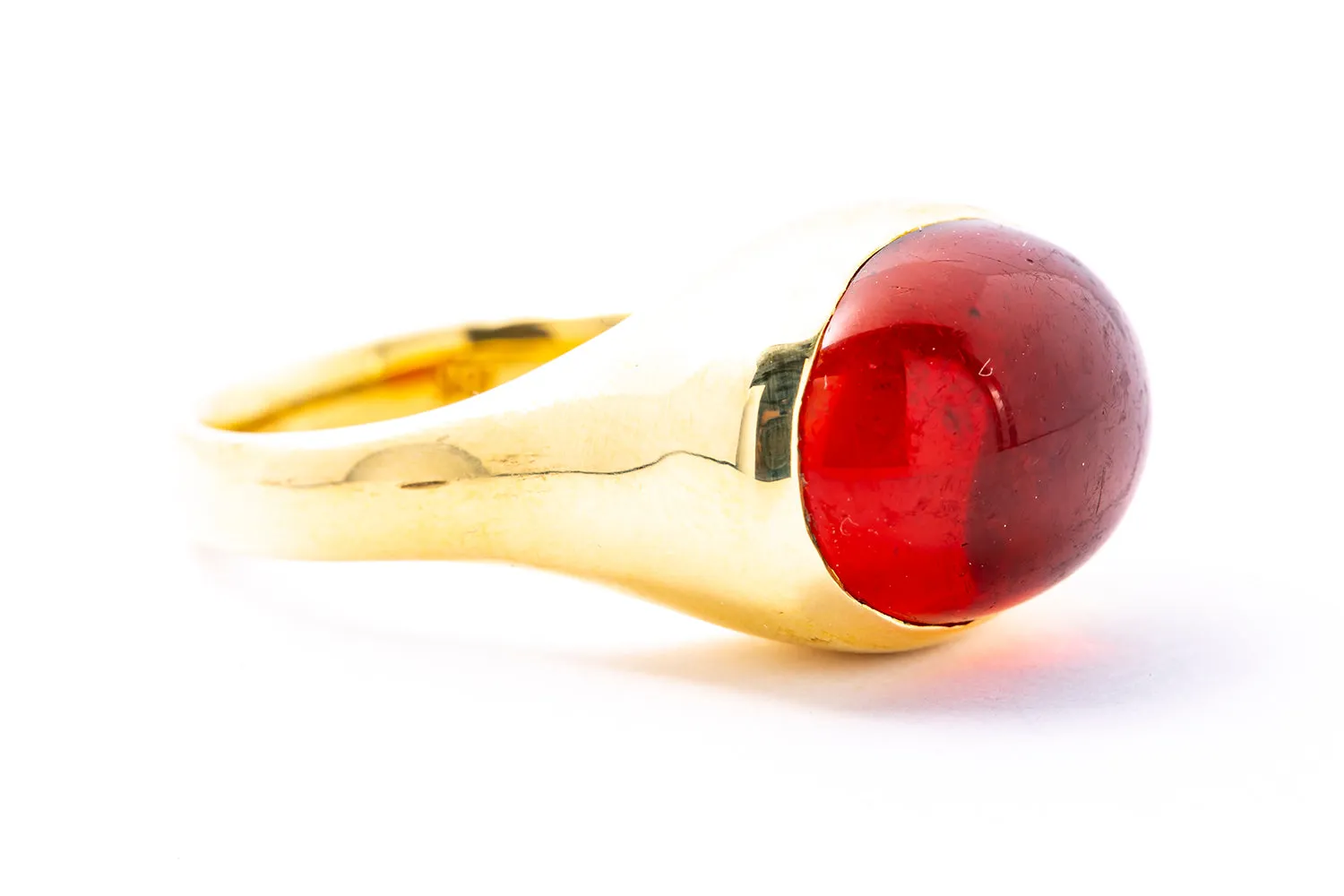 Ippolita Scultura Carnelian Solitaire 18K 750 Yellow Gold Ring Sz 6 1/2