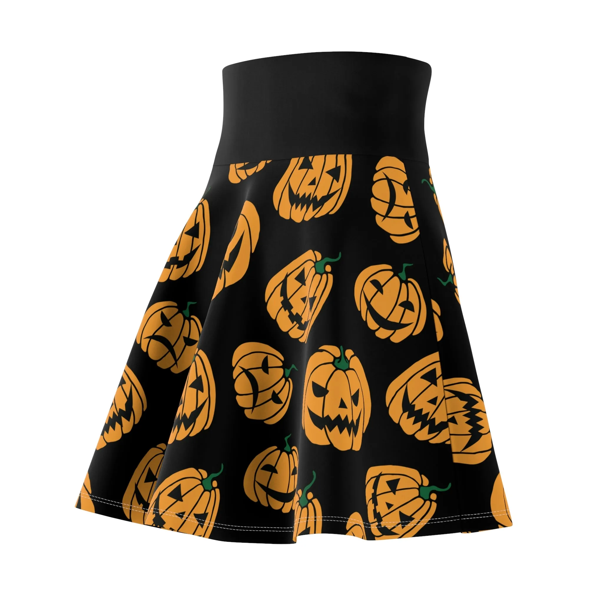 Jack O' Lanterns Black And Orange - Skater Skirt