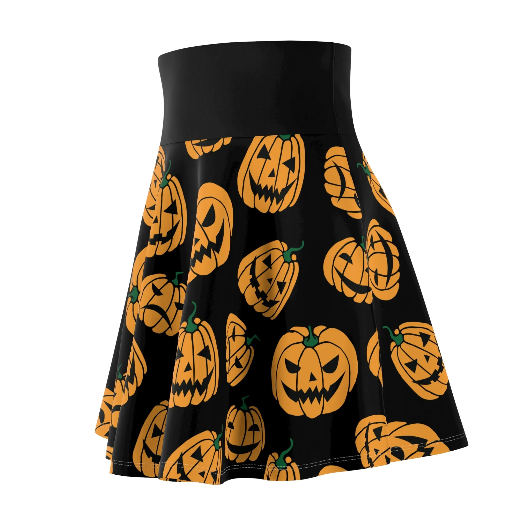 Jack O' Lanterns Black And Orange - Skater Skirt