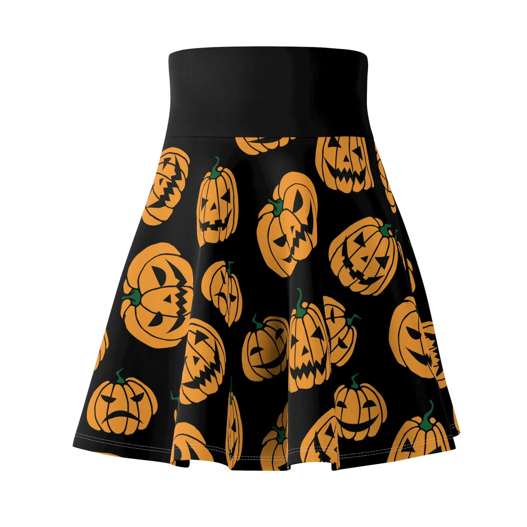 Jack O' Lanterns Black And Orange - Skater Skirt