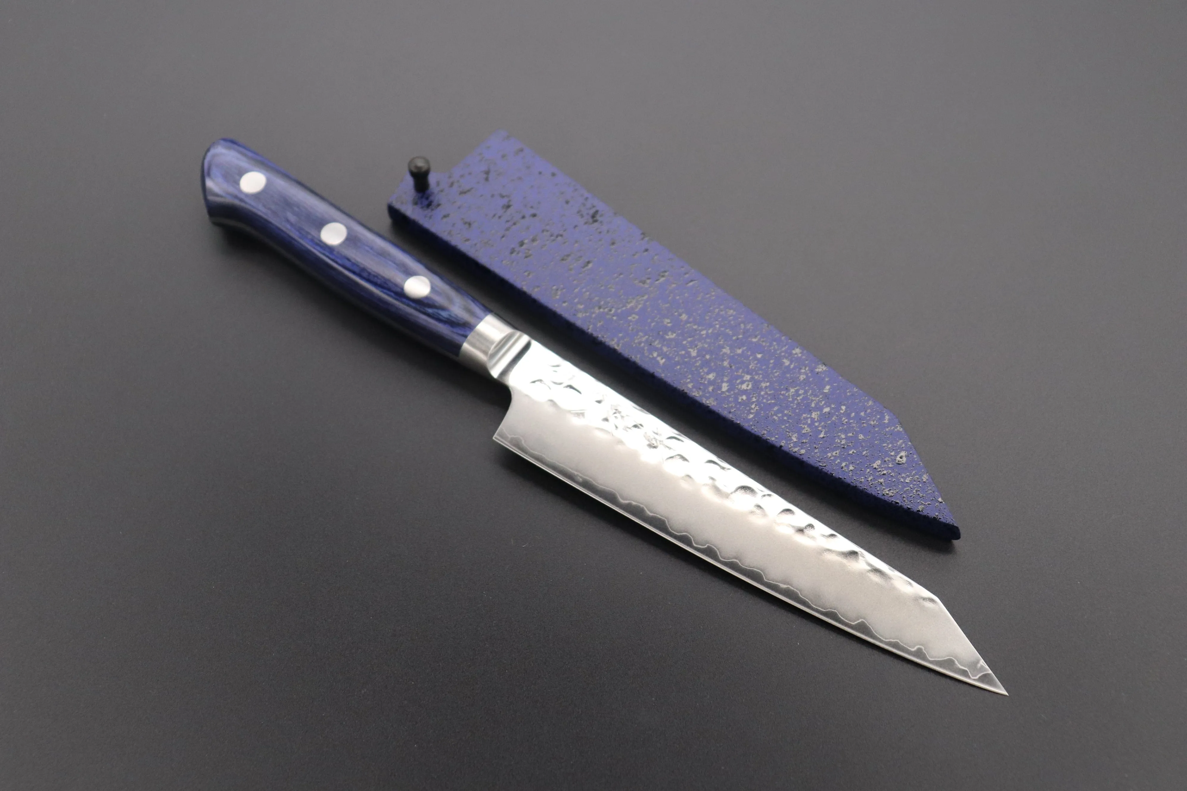 JCK Natures 青雲 Blue Clouds Series BC-1 AUS-10 Tsuchime Hammered Kiritsuke (Bunka) Petty 140mm (5.5 inch)