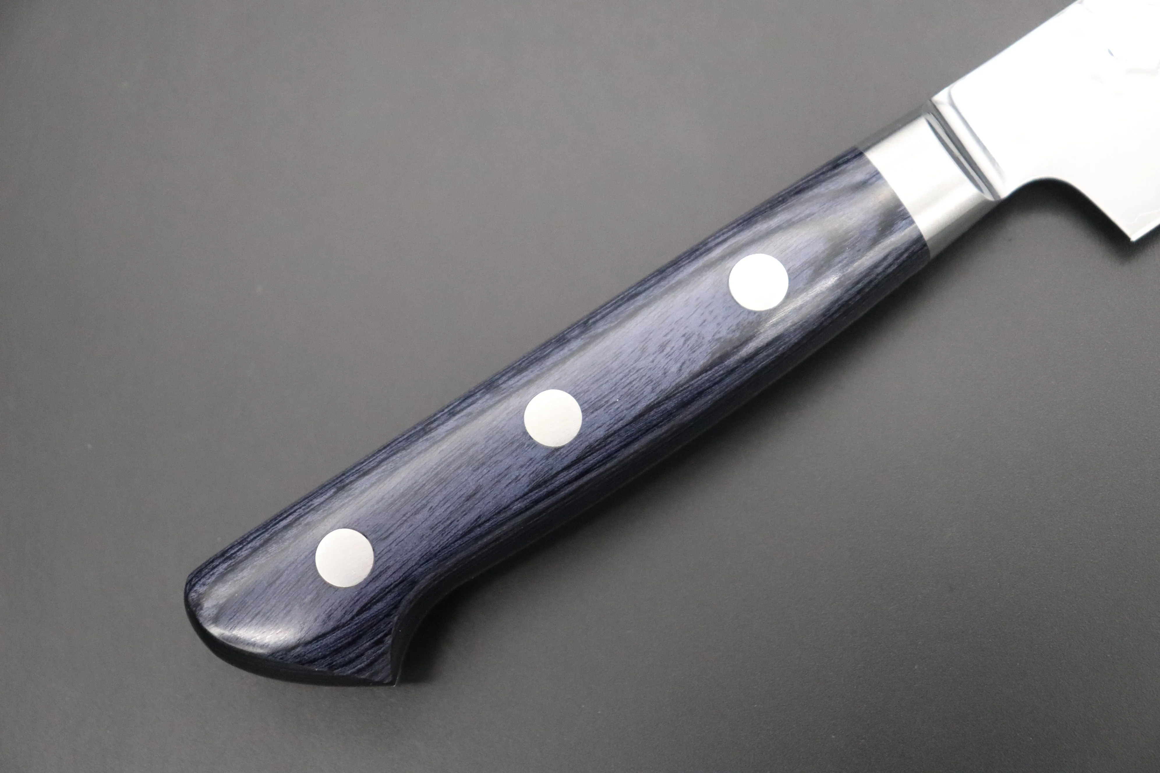 JCK Natures 青雲 Blue Clouds Series BCP-1 AUS-10 Tsuchime Hammered Kiritsuke (Bunka) Petty 140mm (5.5 inch, Royal Blue-Purple Pakka Wood Handle)