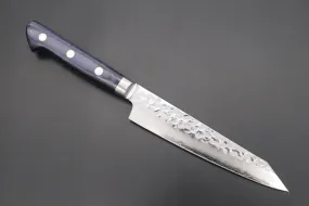 JCK Natures 青雲 Blue Clouds Series BCP-1 AUS-10 Tsuchime Hammered Kiritsuke (Bunka) Petty 140mm (5.5 inch, Royal Blue-Purple Pakka Wood Handle)