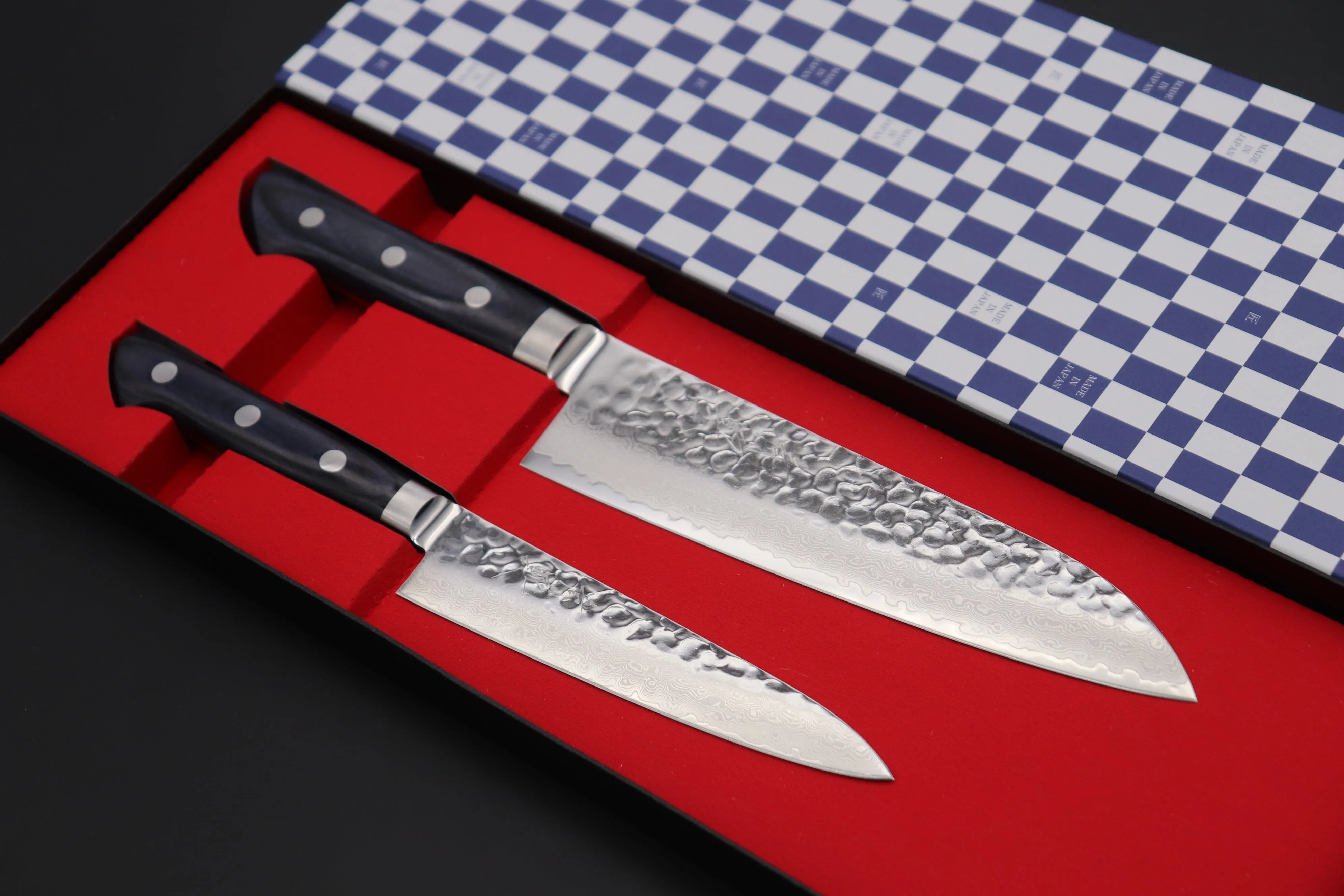 JCK Natures Blue Clouds Series VG-10 Tsuchime Damascus Petty 135mm & Santoku 180mm (BCDP-PS 2Pcs Set)