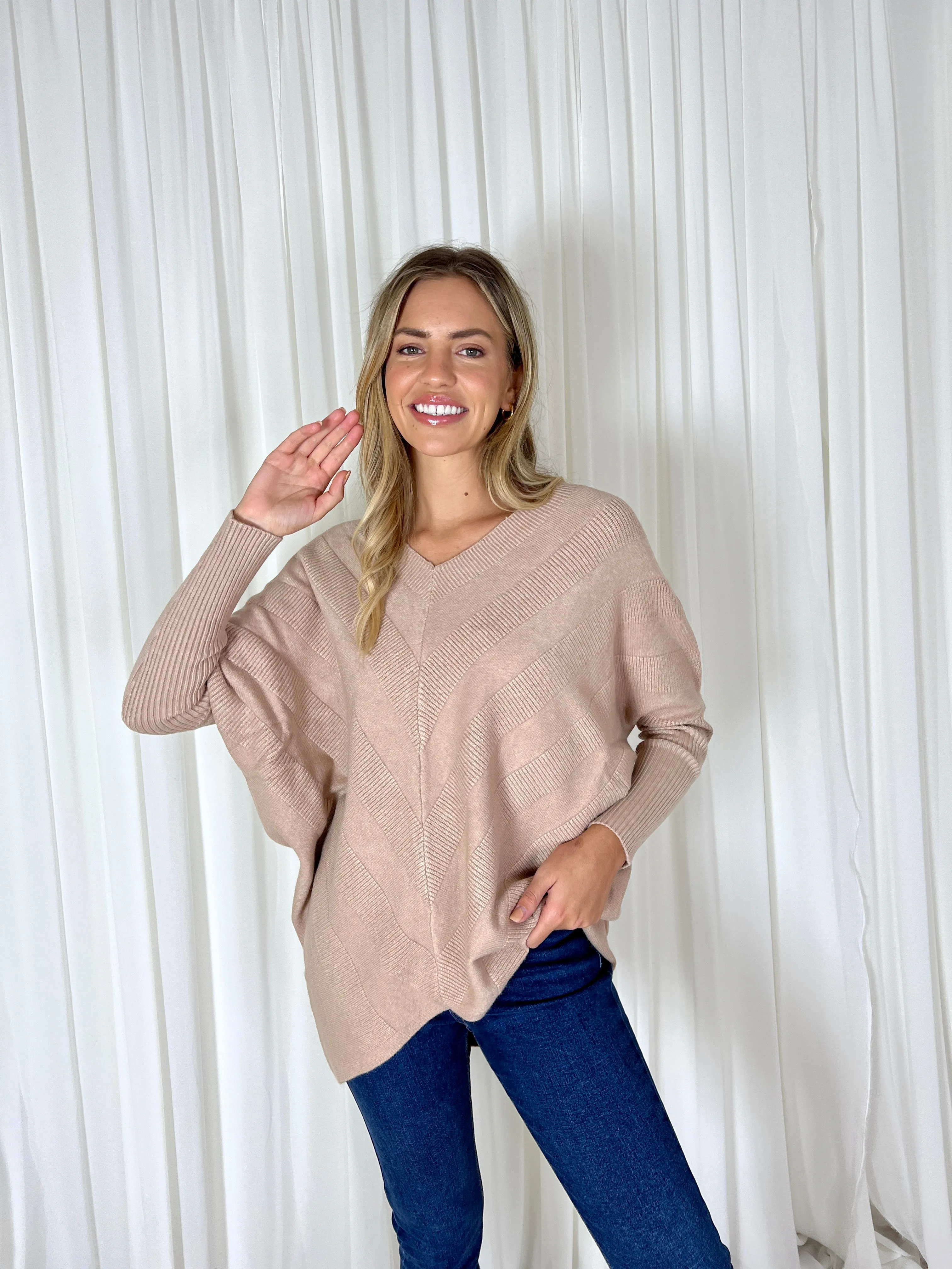 Joanna Zig Zag Jumper / Camel