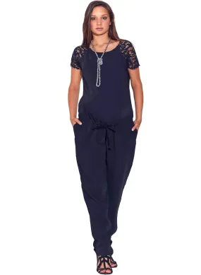 Lace Sleeve Maternity Jumpsuit