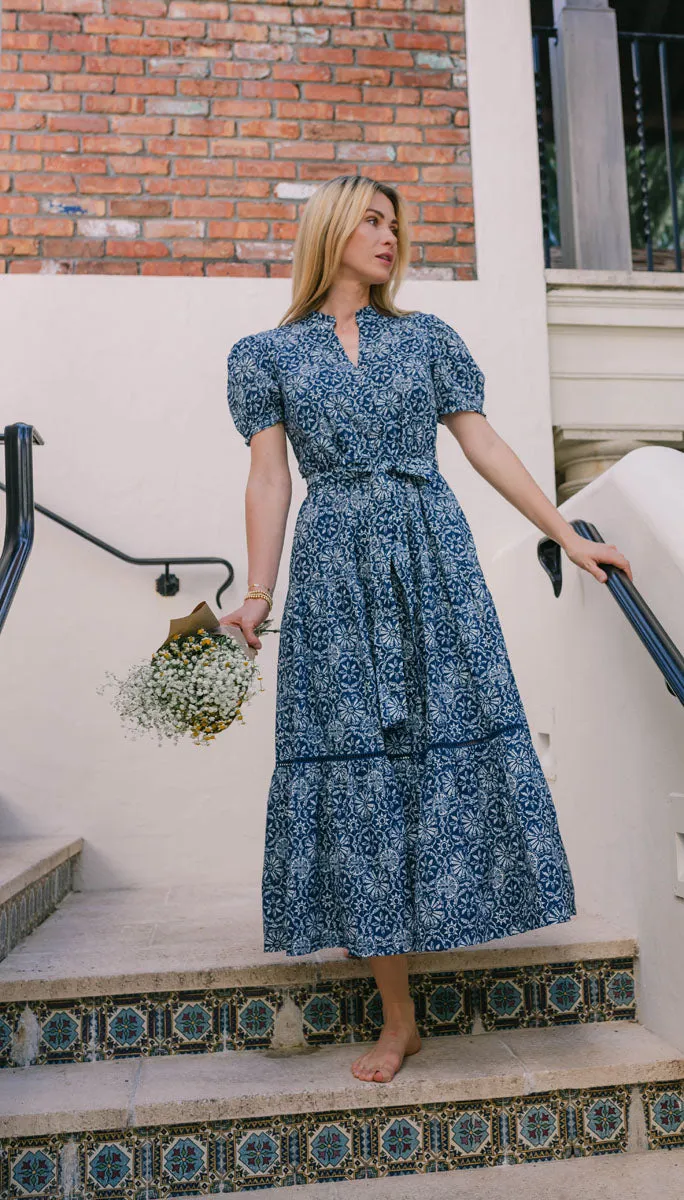 Lily Maxi Dress - Navy Geo