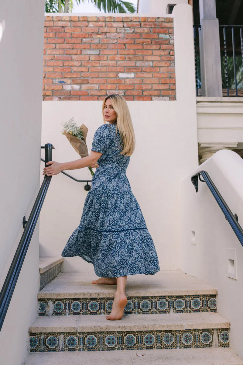 Lily Maxi Dress - Navy Geo