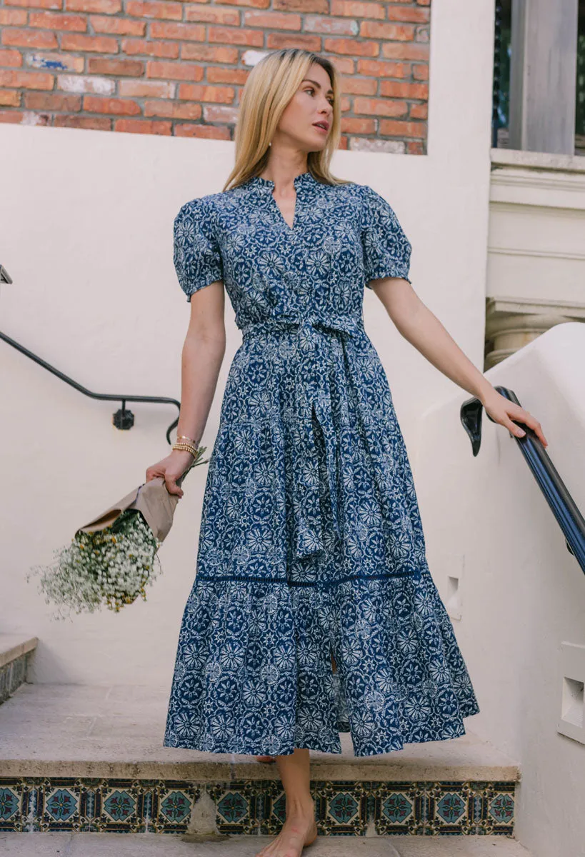 Lily Maxi Dress - Navy Geo