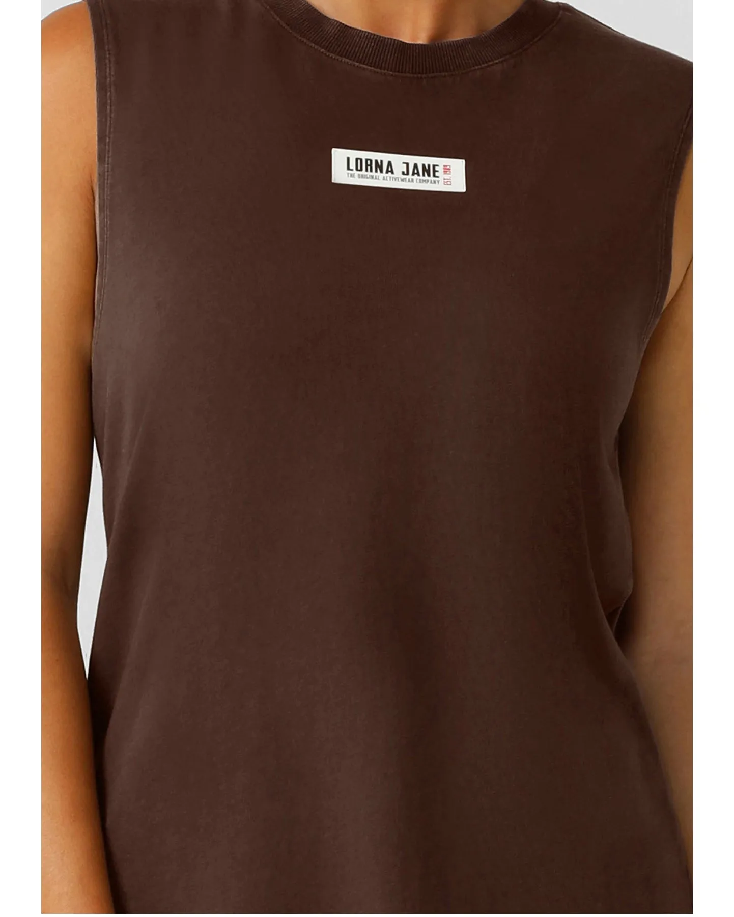 Lorna Jane Conquer Washed Muscle Tank - Washed Espresso