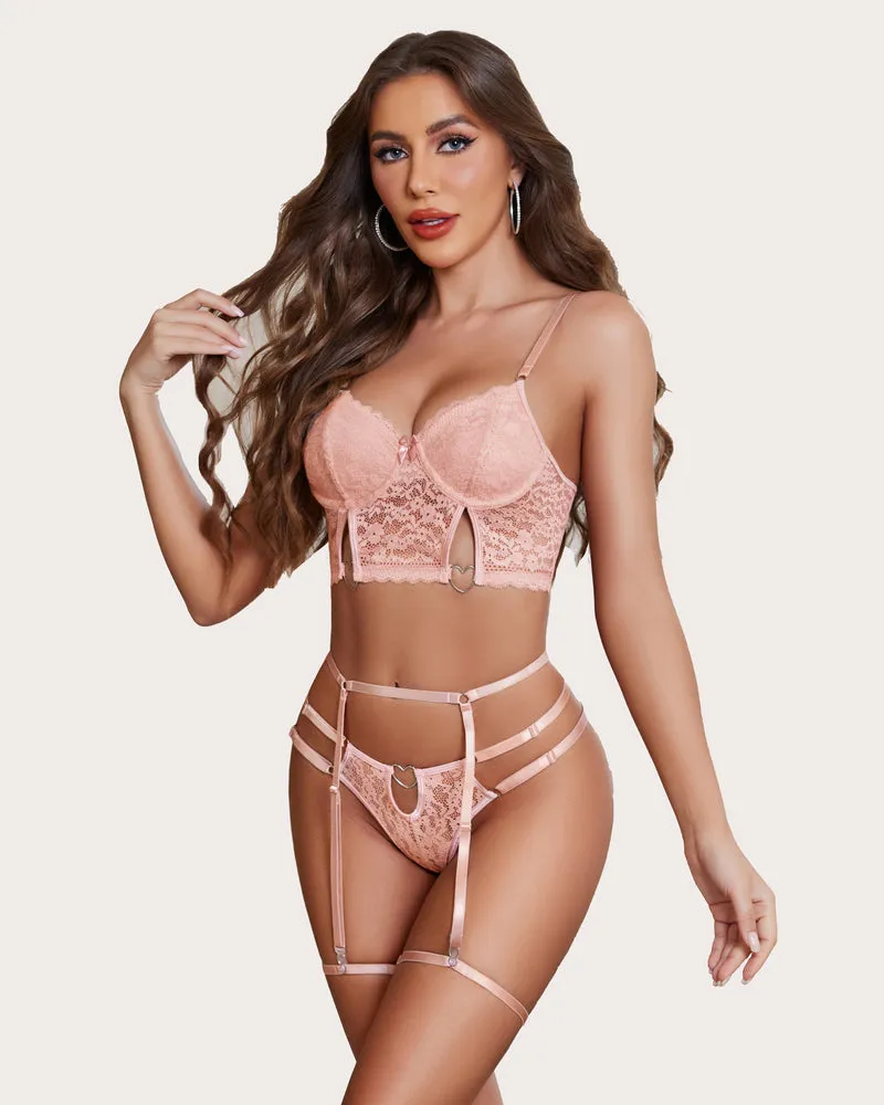 Matching 4 Piece Push Up Lingerie Set