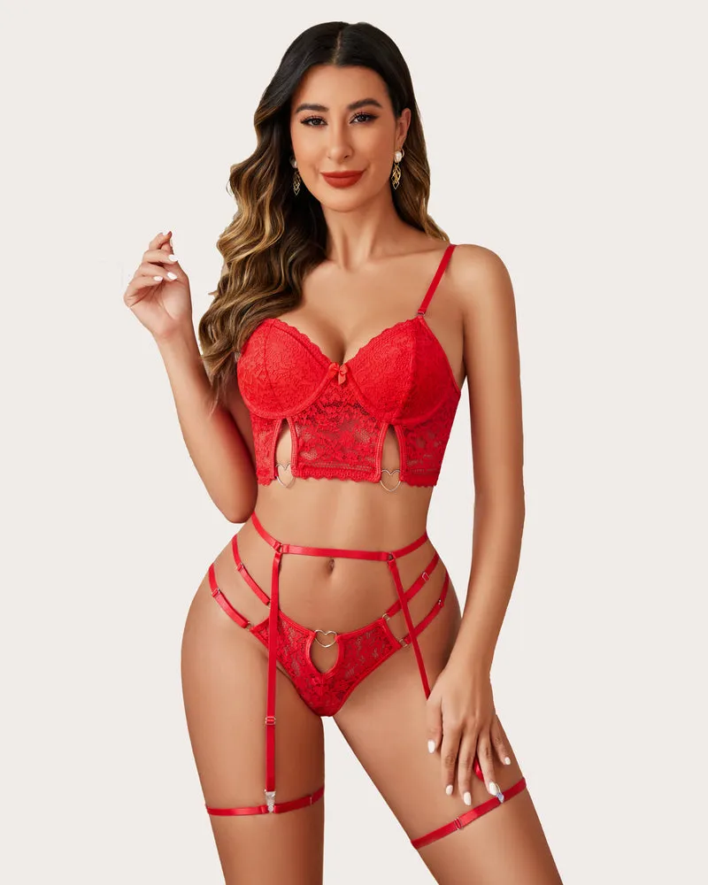 Matching 4 Piece Push Up Lingerie Set