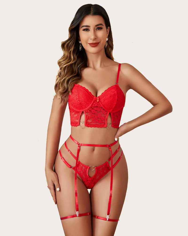 Matching 4 Piece Push Up Lingerie Set