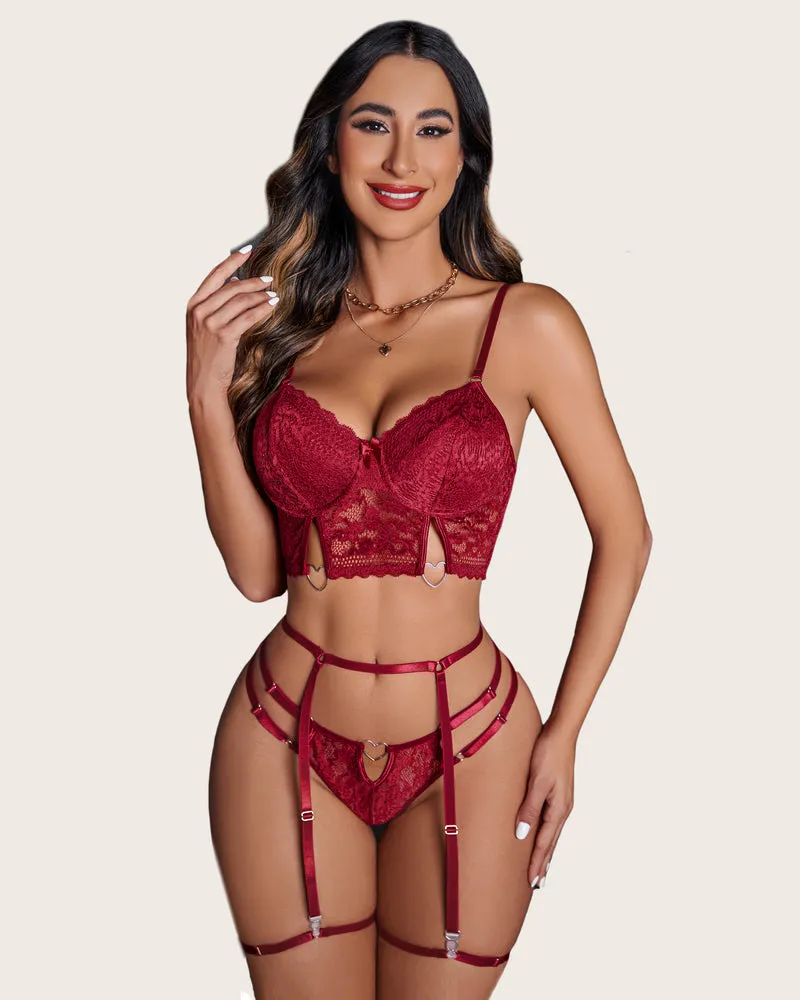 Matching 4 Piece Push Up Lingerie Set