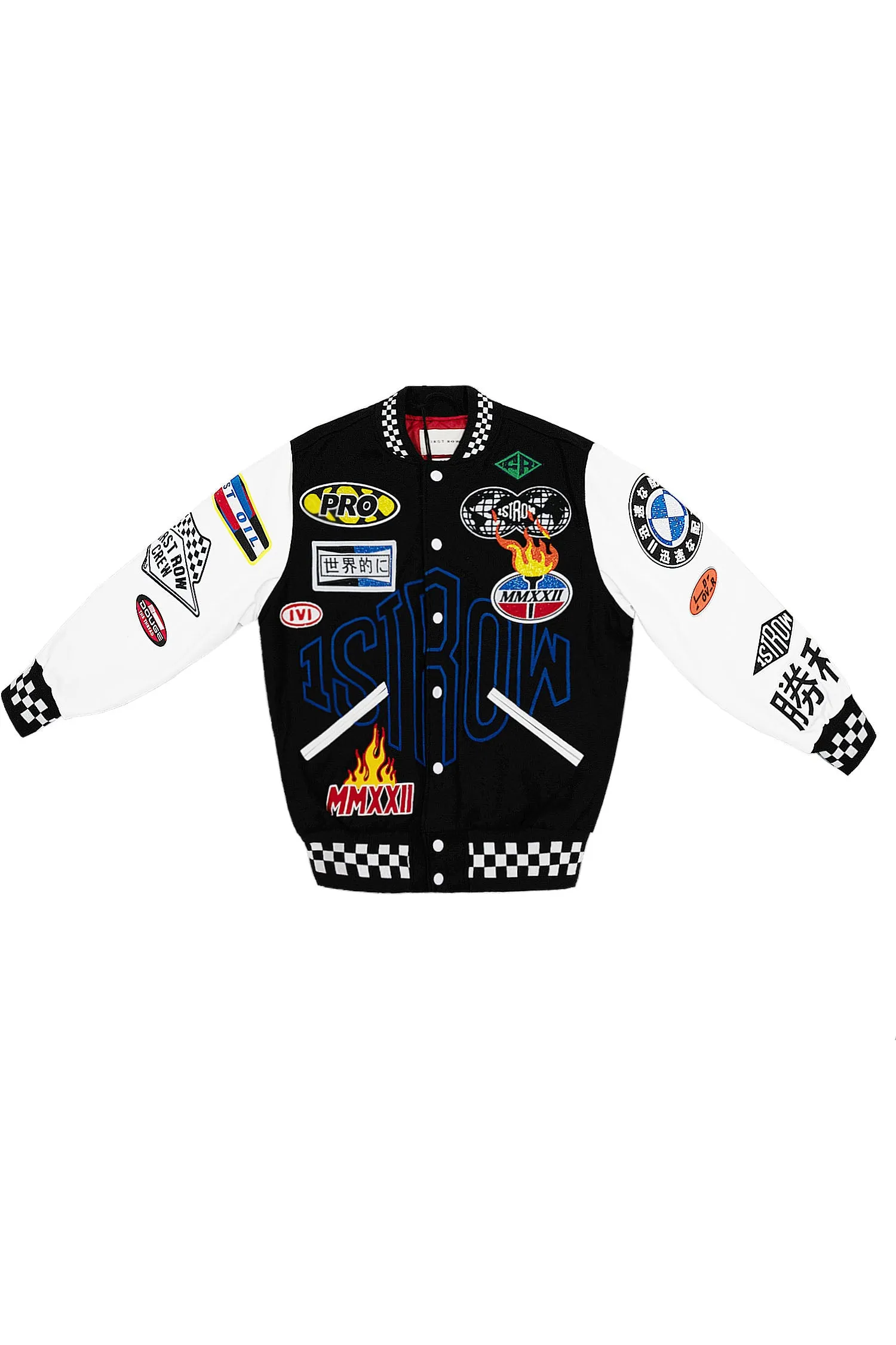 Men's Crystal Embellished Patched Varsity Molton Jacket