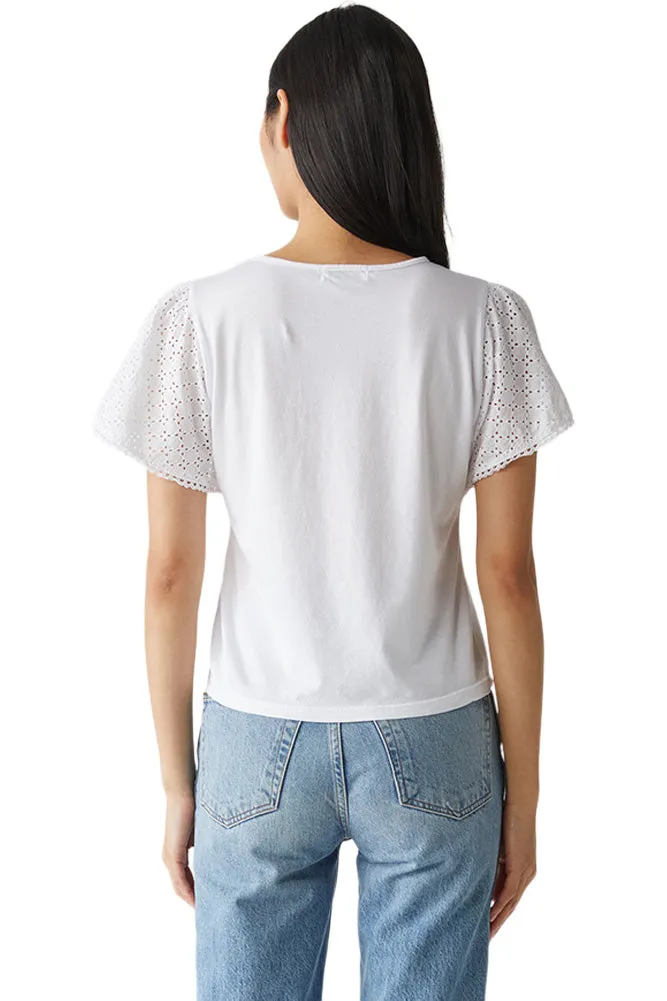 Michael Stars Jenny Eyelet Flutter Sleeve Top