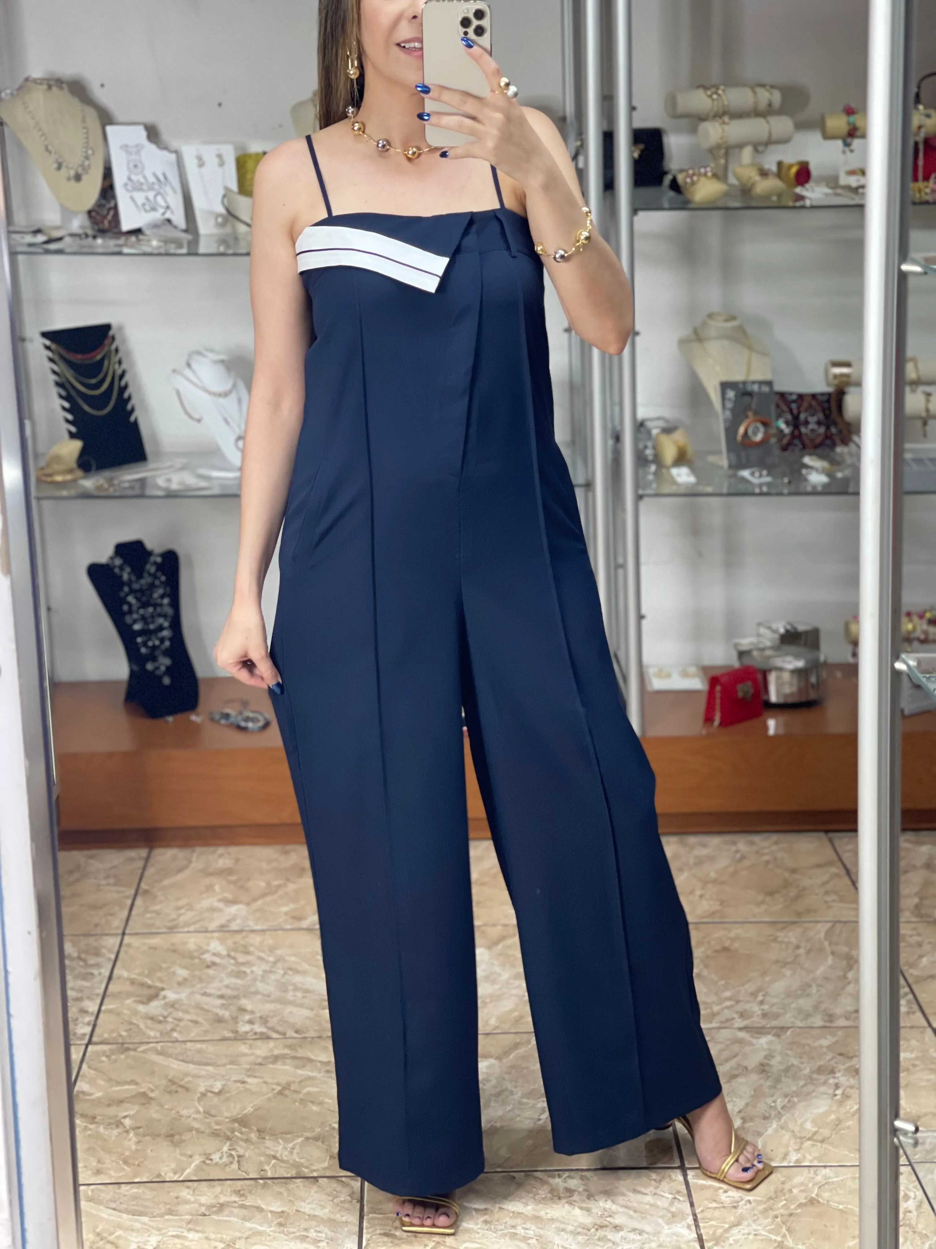 Navy Sleeveless Jumpsuit