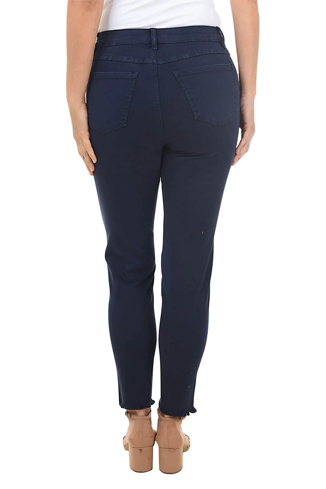 Olivia Frayed Slim Twill Ankle Pant