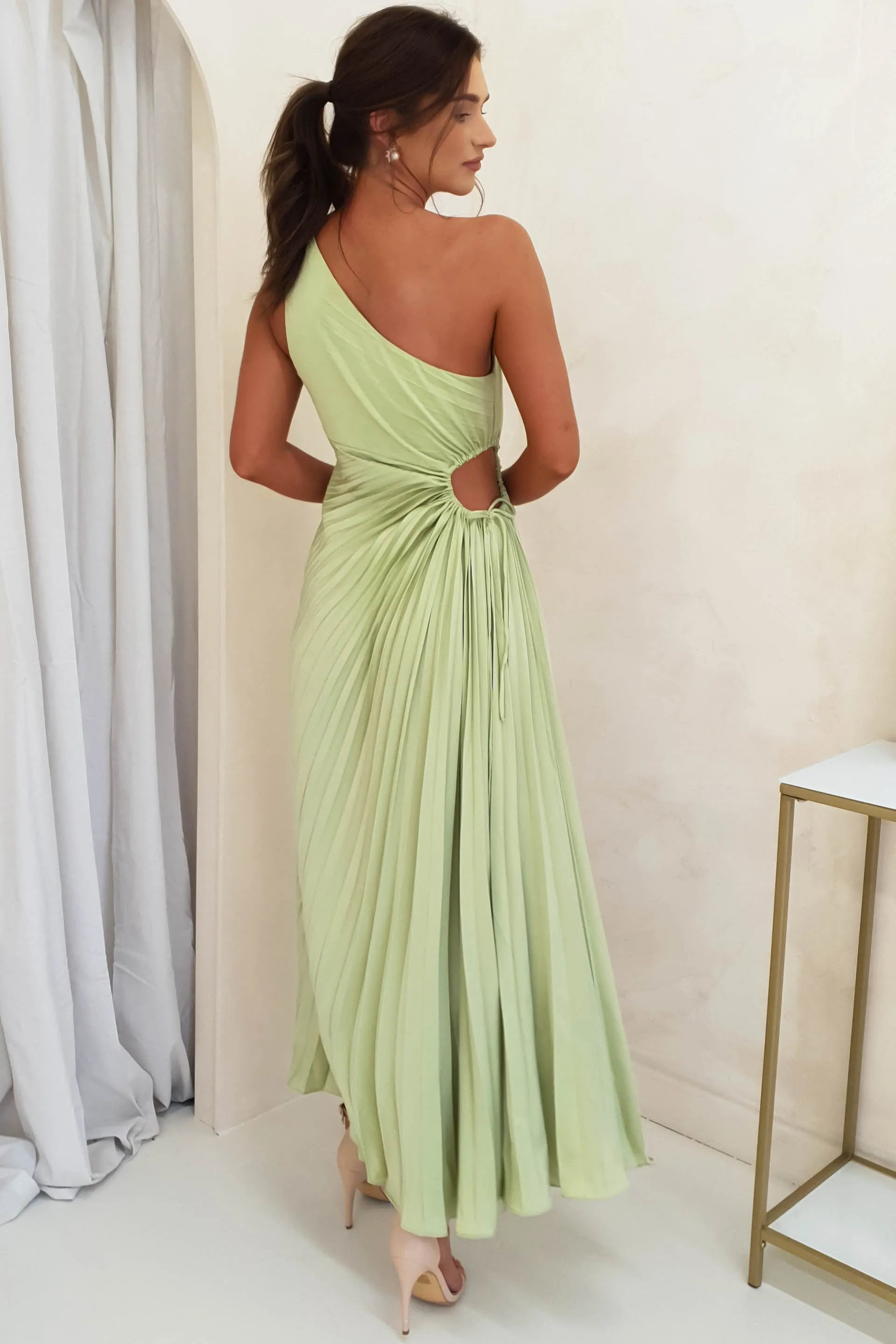 Olsen Pleated Maxi Dress | Light Green