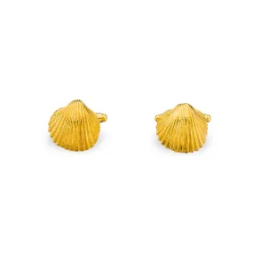 Oyster - cufflinks - silver 925 - gold plated