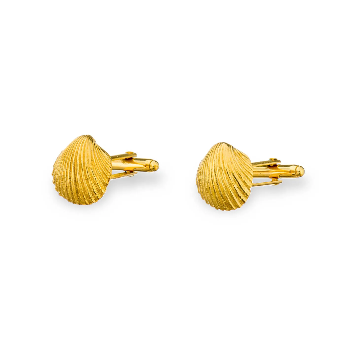 Oyster - cufflinks - silver 925 - gold plated