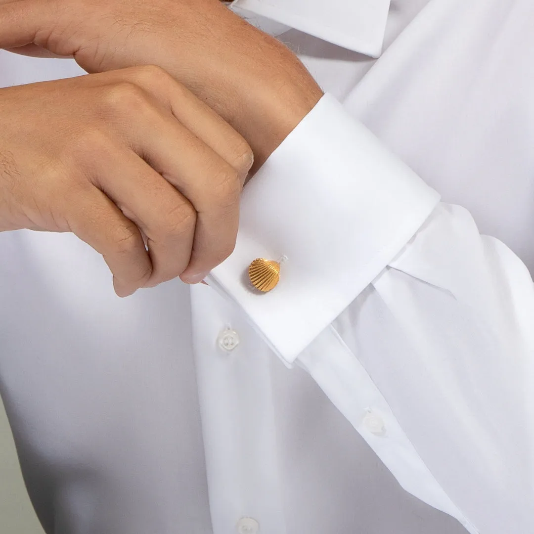 Oyster - cufflinks - silver 925 - gold plated