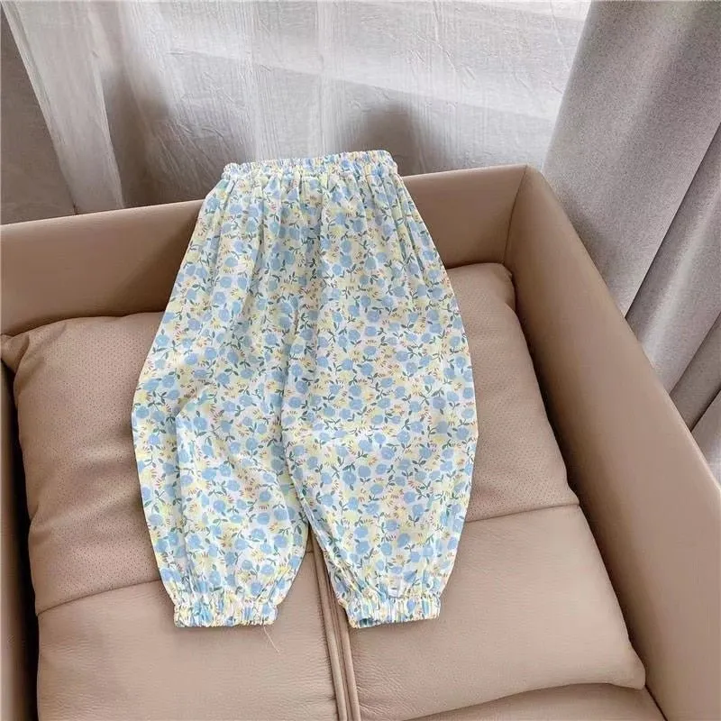 Patterned Cotton Loose Trousers