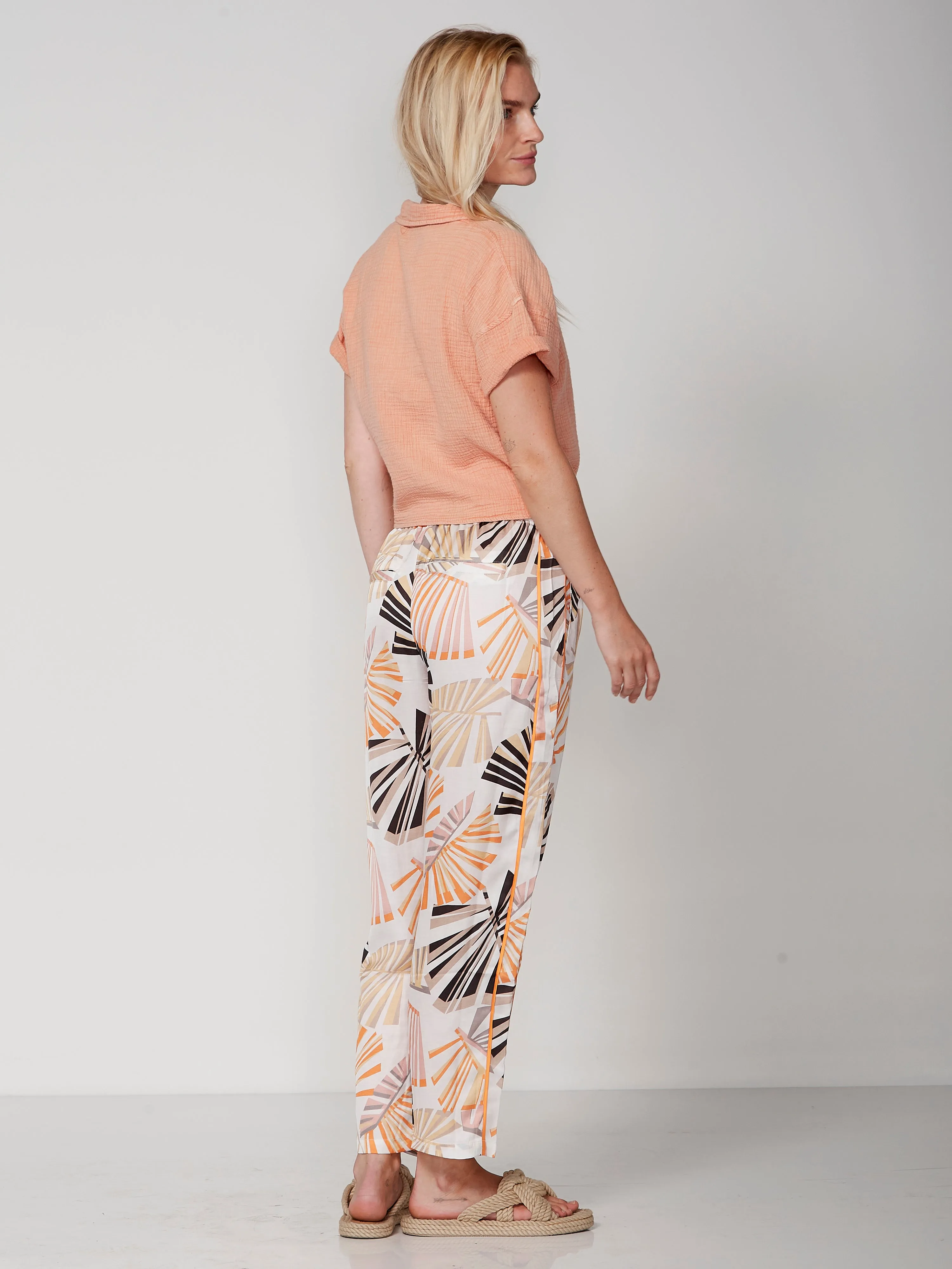 PENNY patterned trousers 7/8 - Hot Orange mix