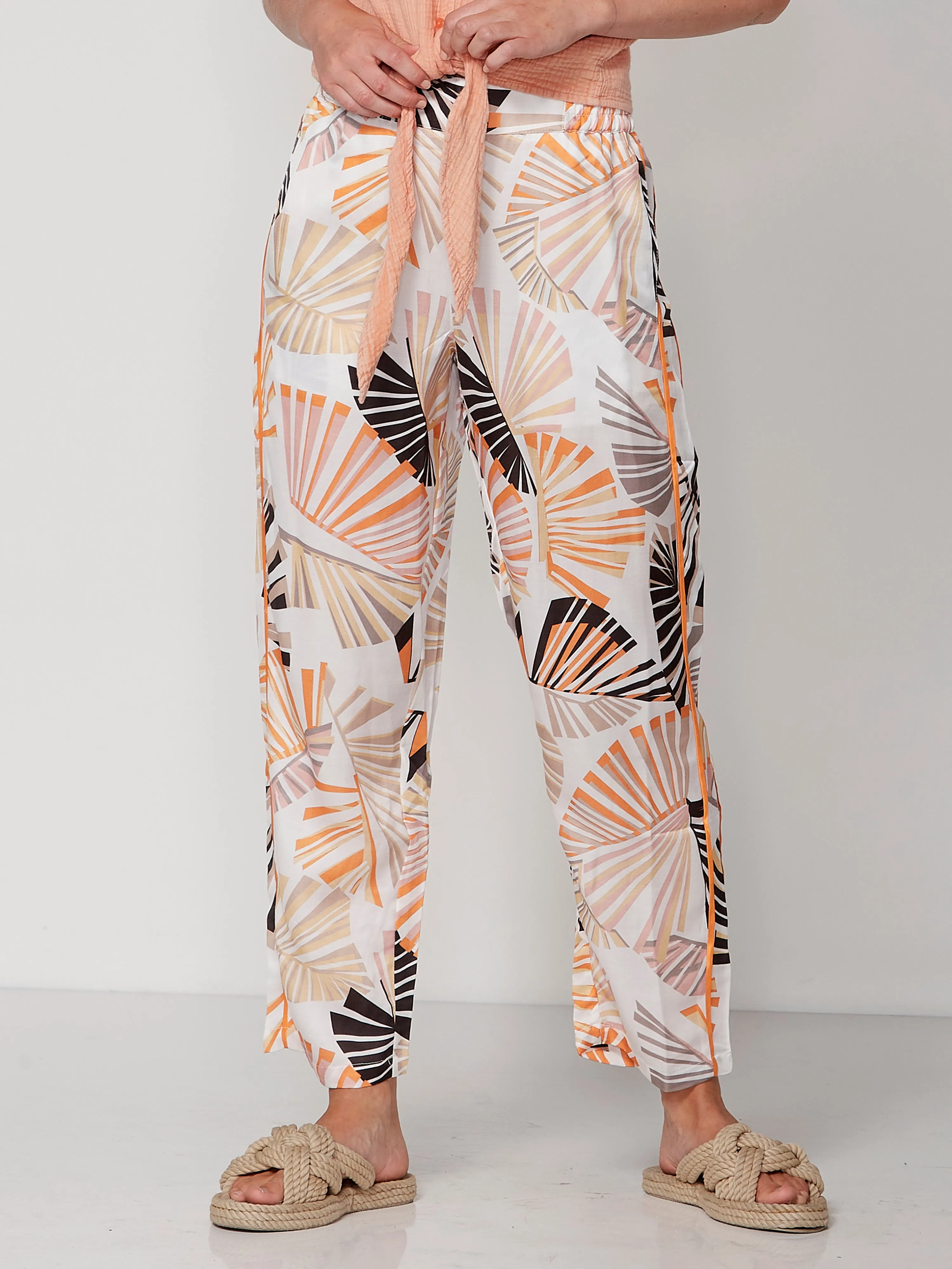 PENNY patterned trousers 7/8 - Hot Orange mix