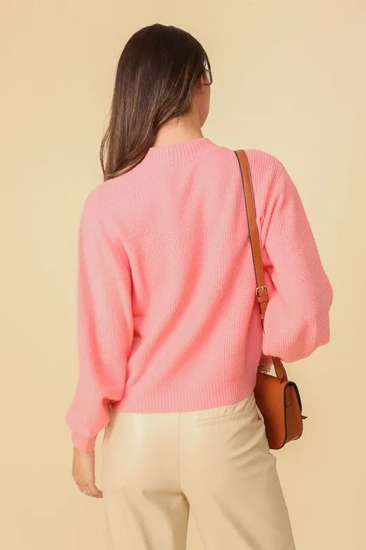 Pink Balloon Sleeve Sweater