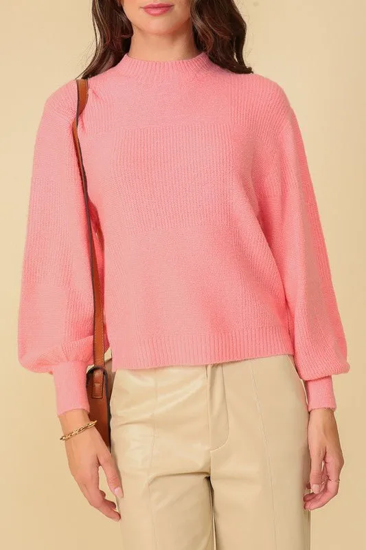 Pink Balloon Sleeve Sweater