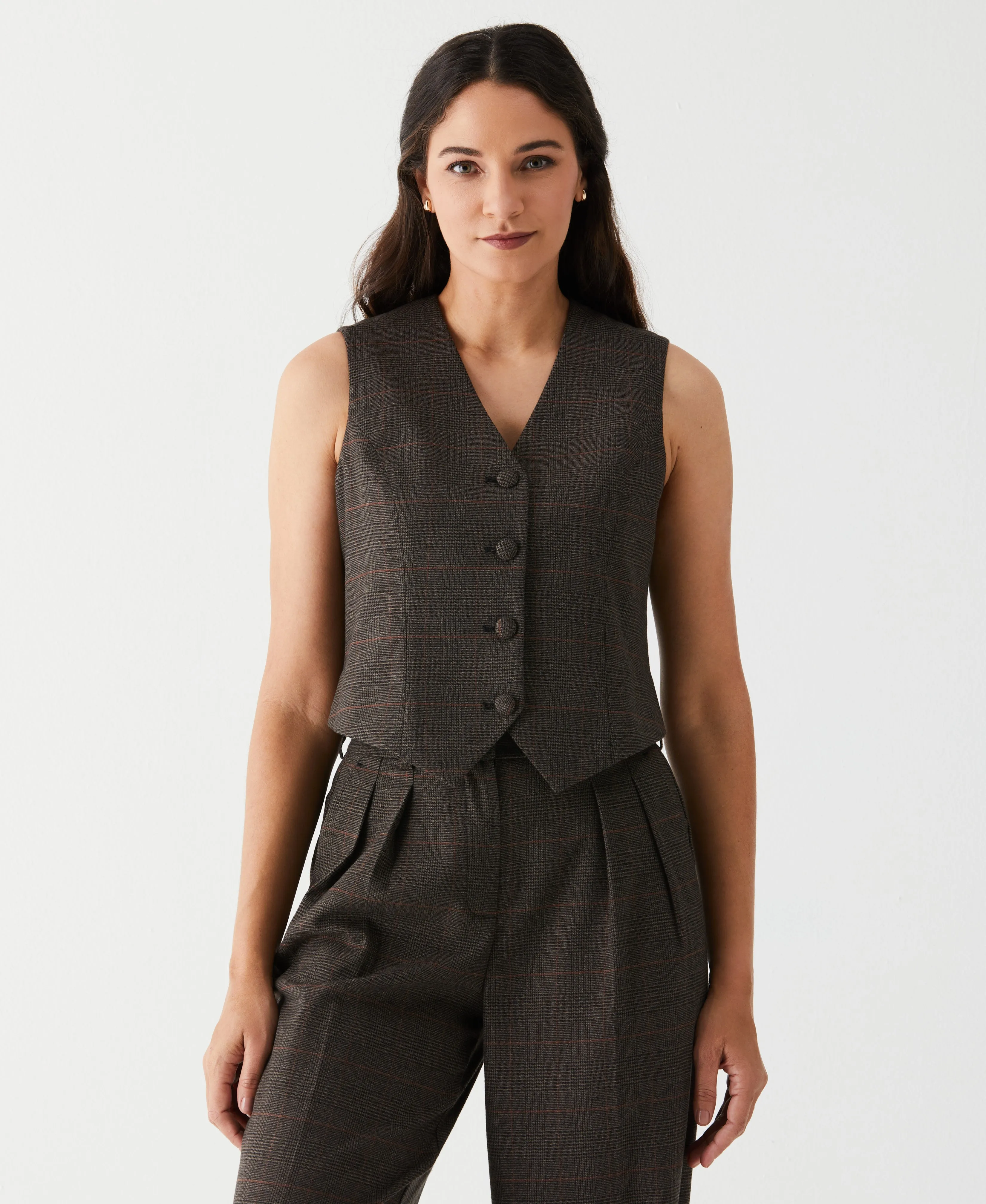 Plaid Vest Suit Set