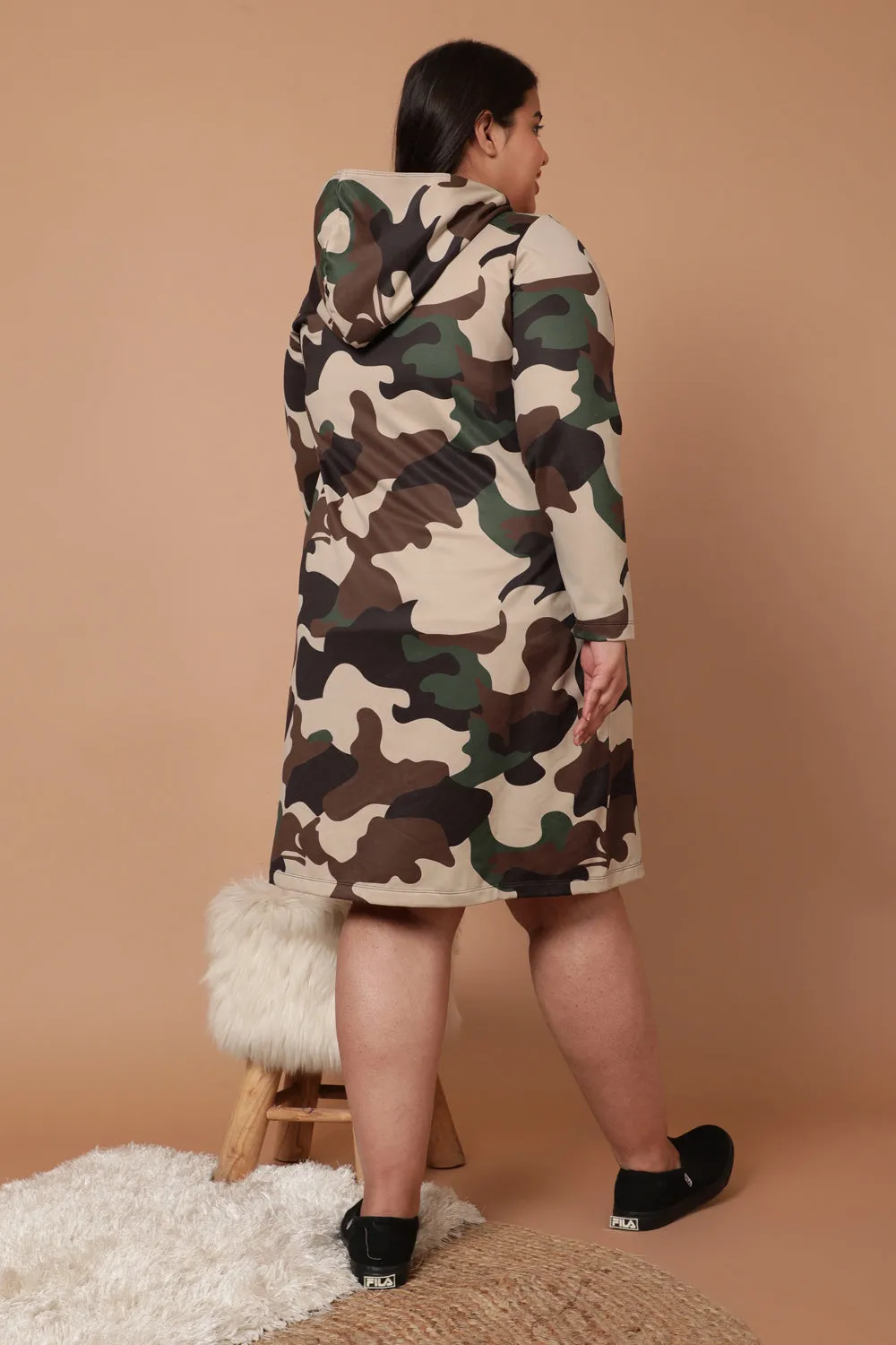 Plus Size Camouflage Print Jacket Dress