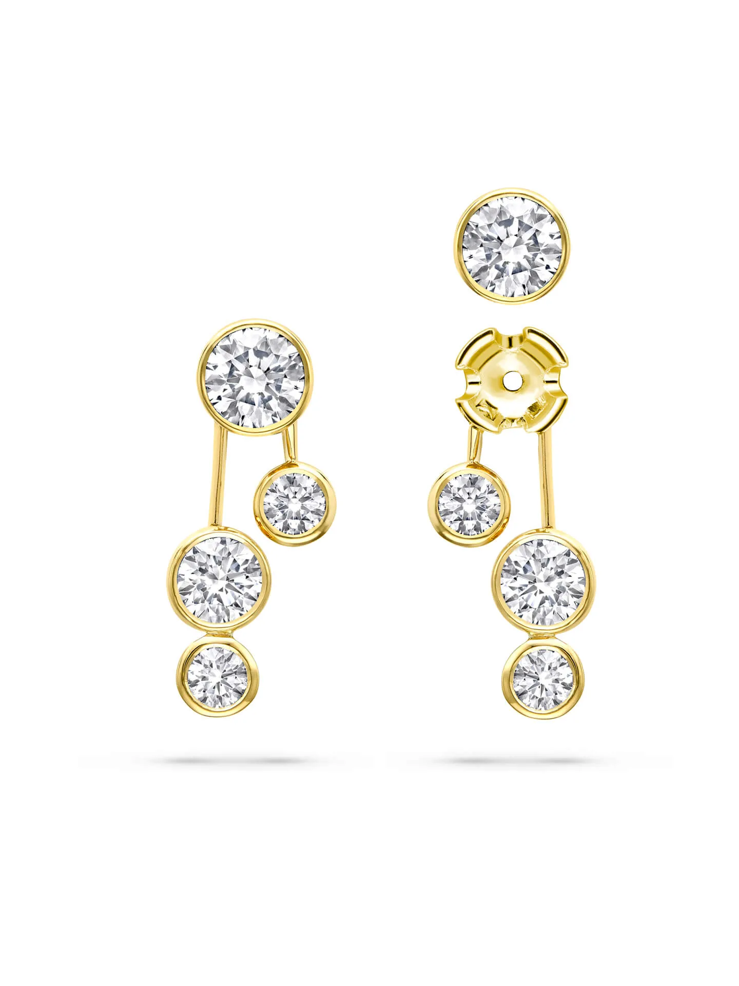 Raindance Large Detachable Double Drop Yellow Gold Earrings