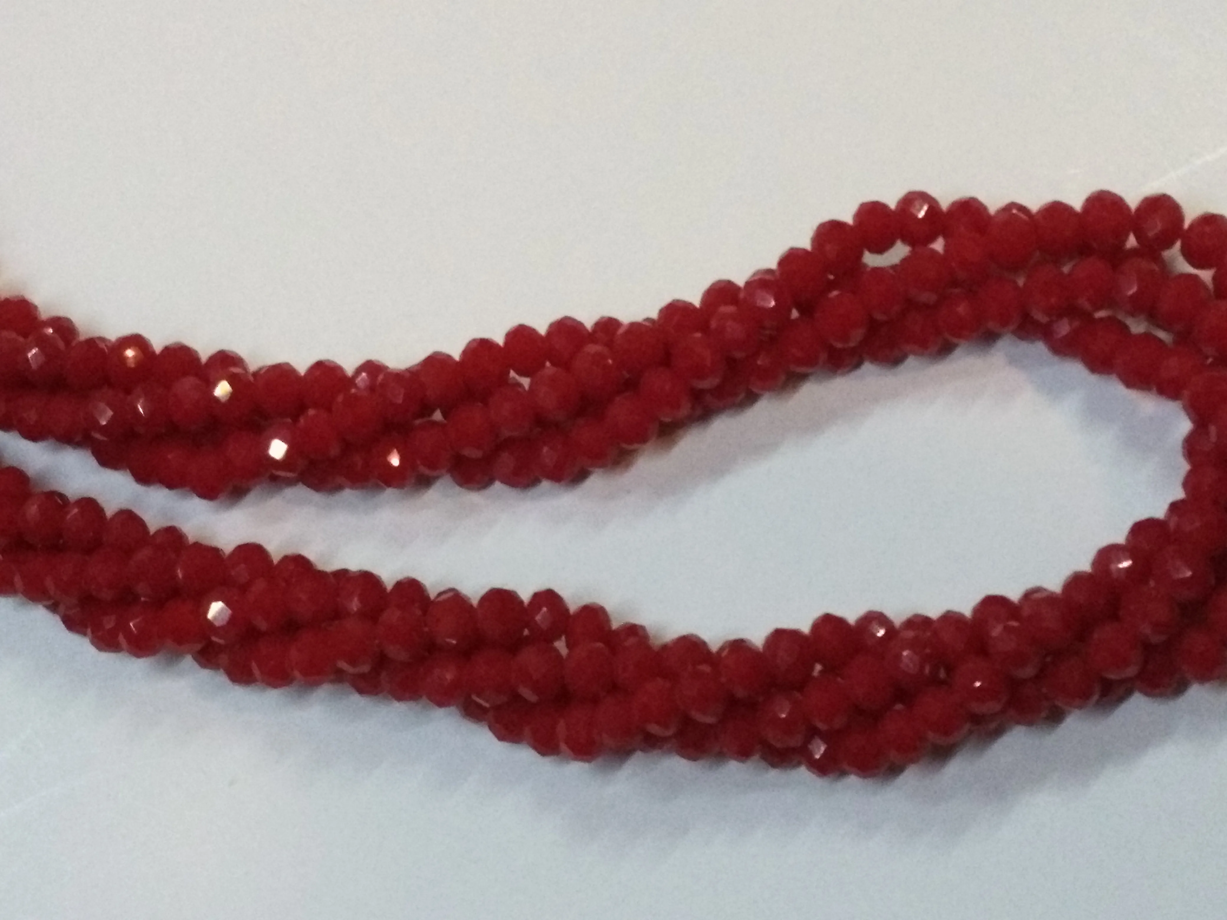 Red colored crystal pearls beads necklace & earrings set