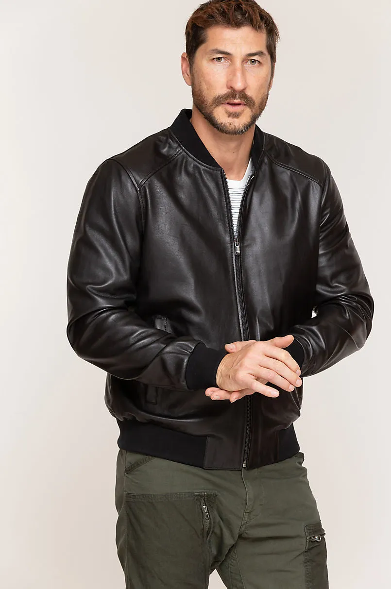 Rocco Lambskin Leather Baseball Jacket