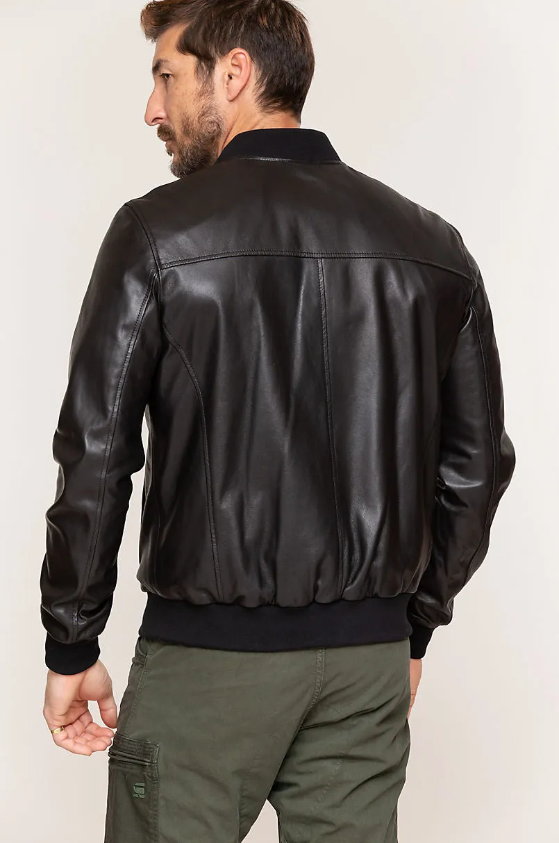 Rocco Lambskin Leather Baseball Jacket