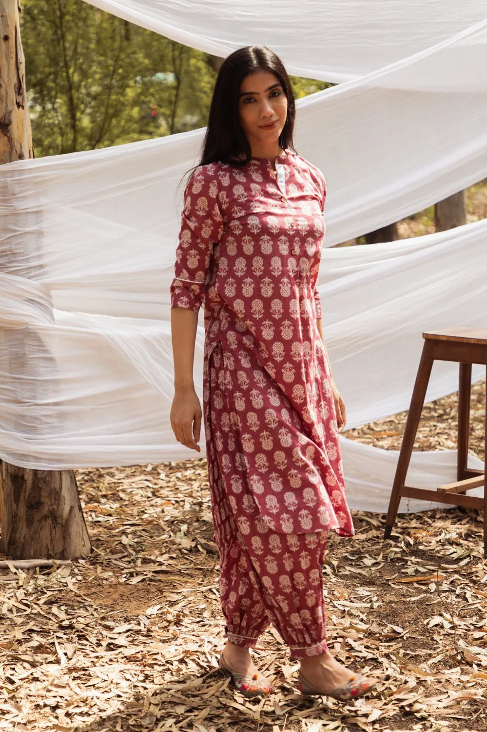 Samiya Asymmetric Elegance: Kurta with Harem Pant Set of 2