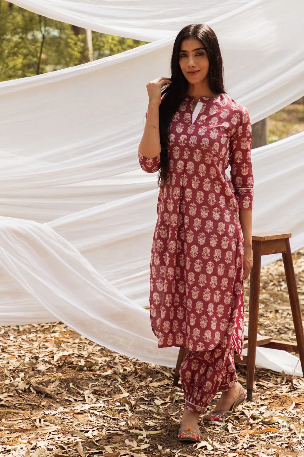 Samiya Asymmetric Elegance: Kurta with Harem Pant Set of 2